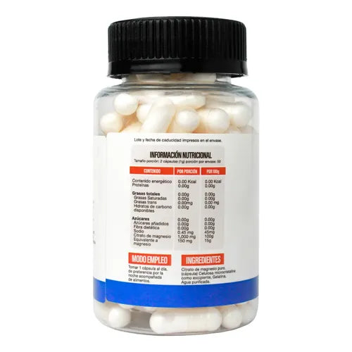 Superlabs Nutrition Citrato de Magnesio 500 mg - información nutrimental
