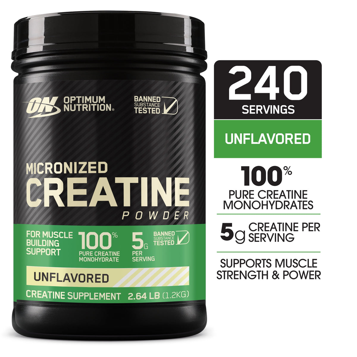 Optimum Nutrition Creatine 240 servicios - frente