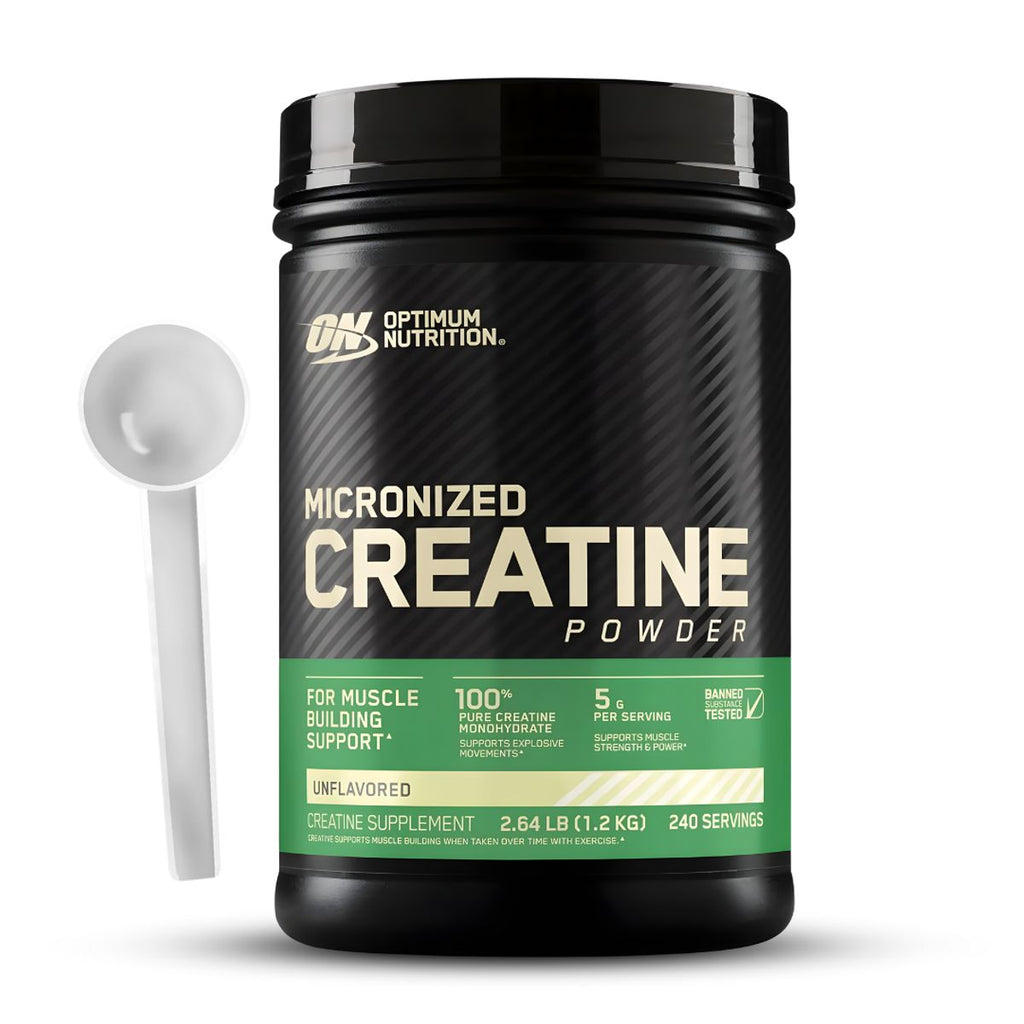 Optimum Nutrition Creatine 240 servicios - producto con scoop