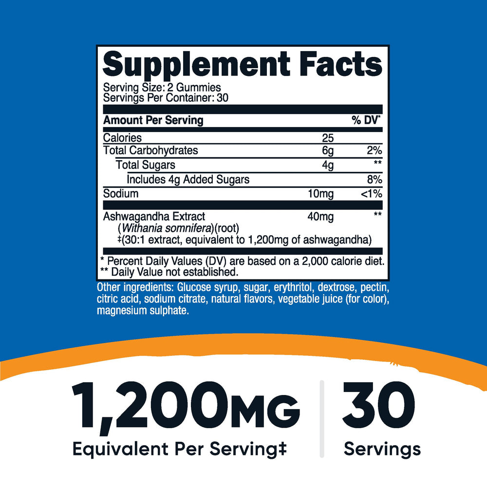 Nutricost Ashwagandha Gummies - Supplement Facts