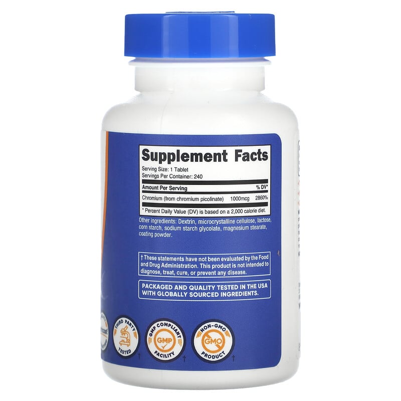 Nutricost Chromium Picolinate - Supplement Facts