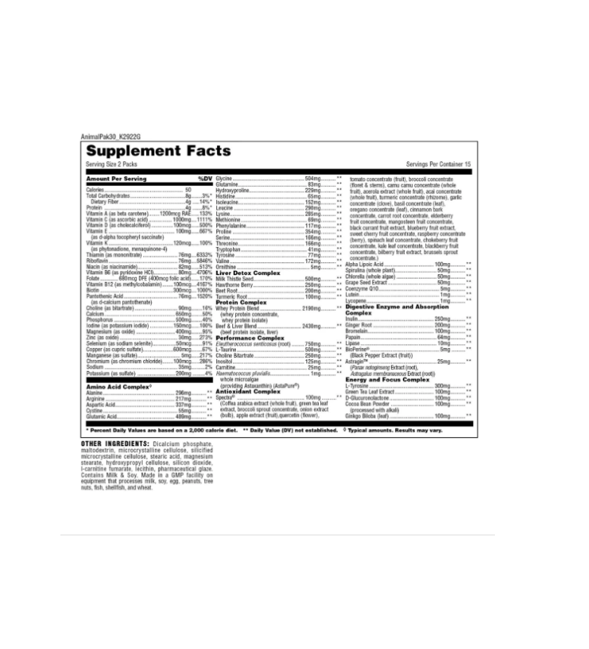 Animal Pak Multivitamínico | 30 Packs | Vitaminas y Minerales - imagen 5