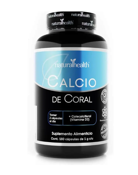 Natural Health Calcio de Coral + Vitamina D3 | 180 Cápsulas - imagen 4
