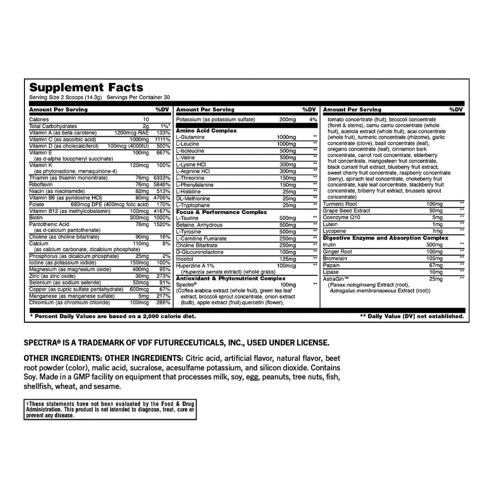 Animal Pak Powder Cherry Bomb - tabla nutrimental