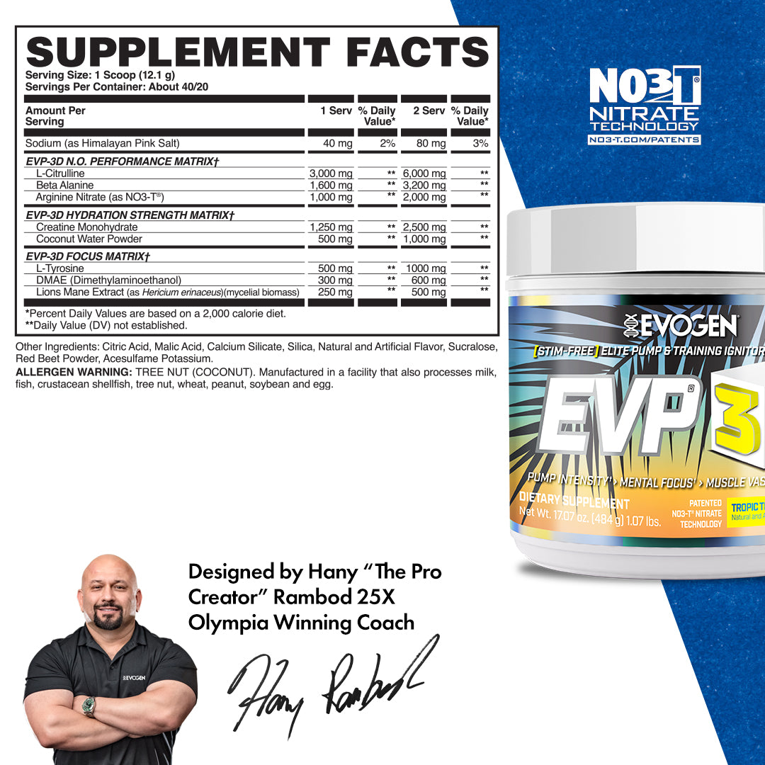 Evogen EVP-3D Tropic Thunder - tabla nutrimental