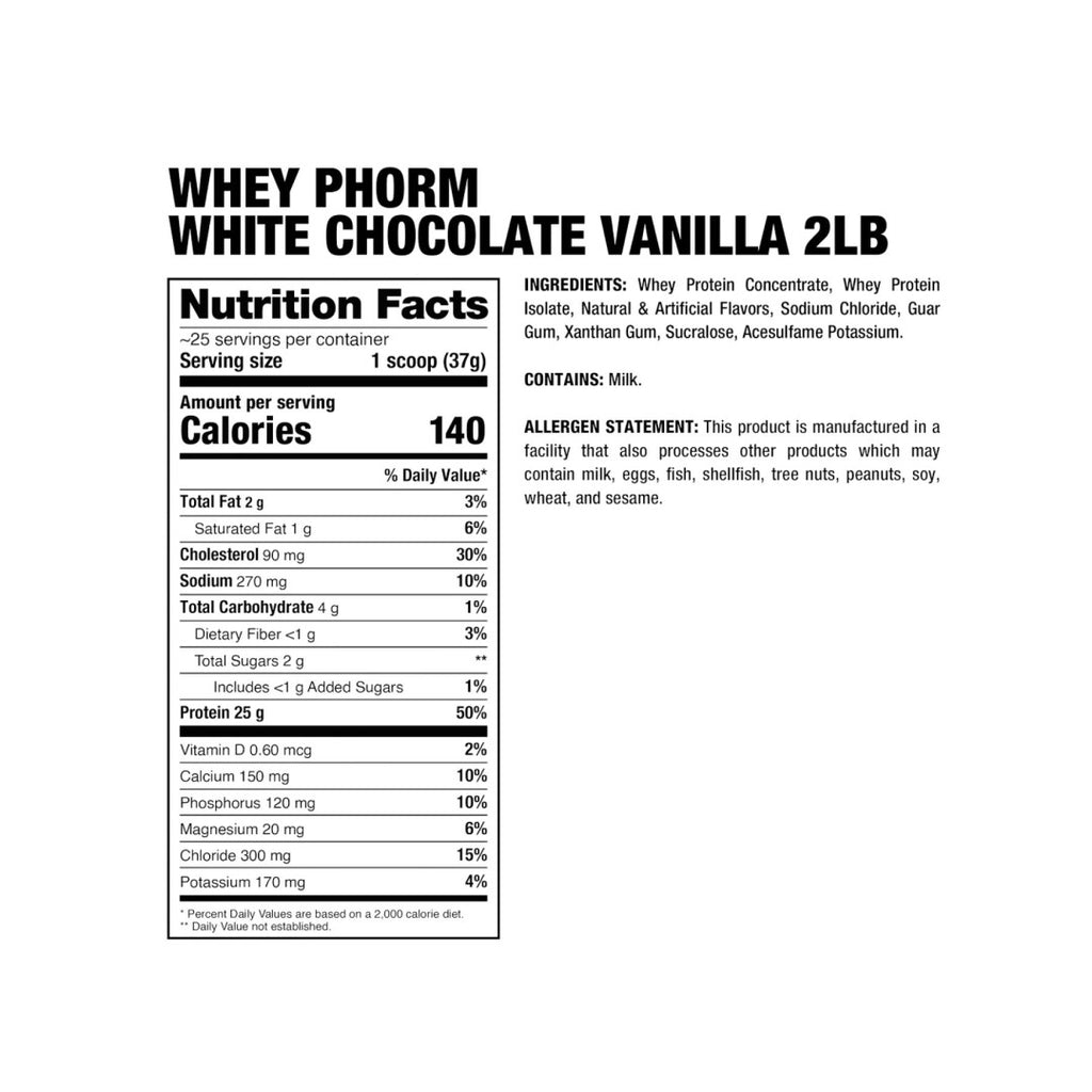 Dragon Pharma Wheyphorm White Chocolate Vanilla 2 lb - tabla nutrimental