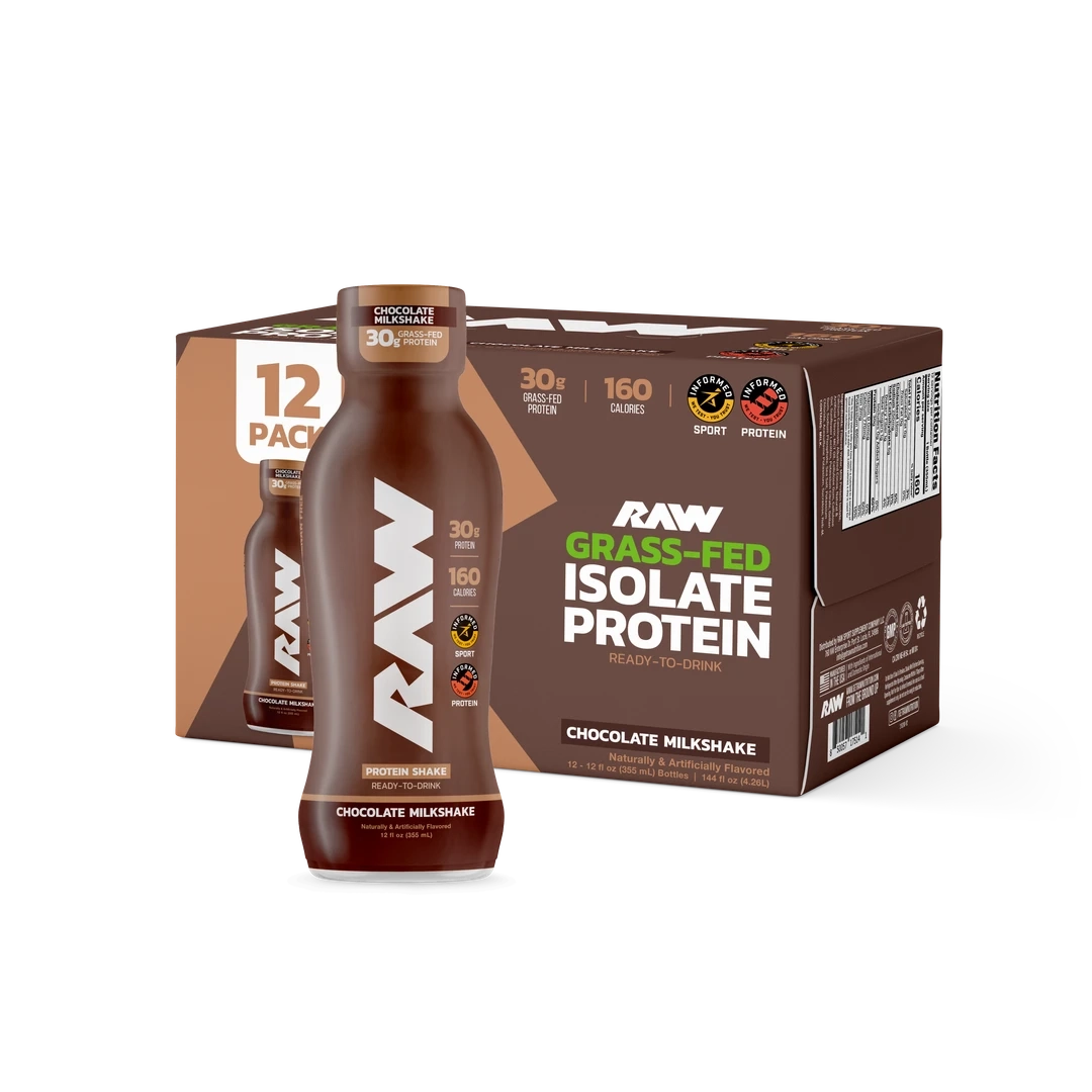 RAW Isolate Protein Drink Chocolate Milkshake 12 oz - frontal