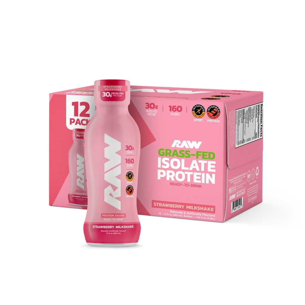 RAW Isolate Protein Drink Strawberry Milkshake 12 oz - frontal