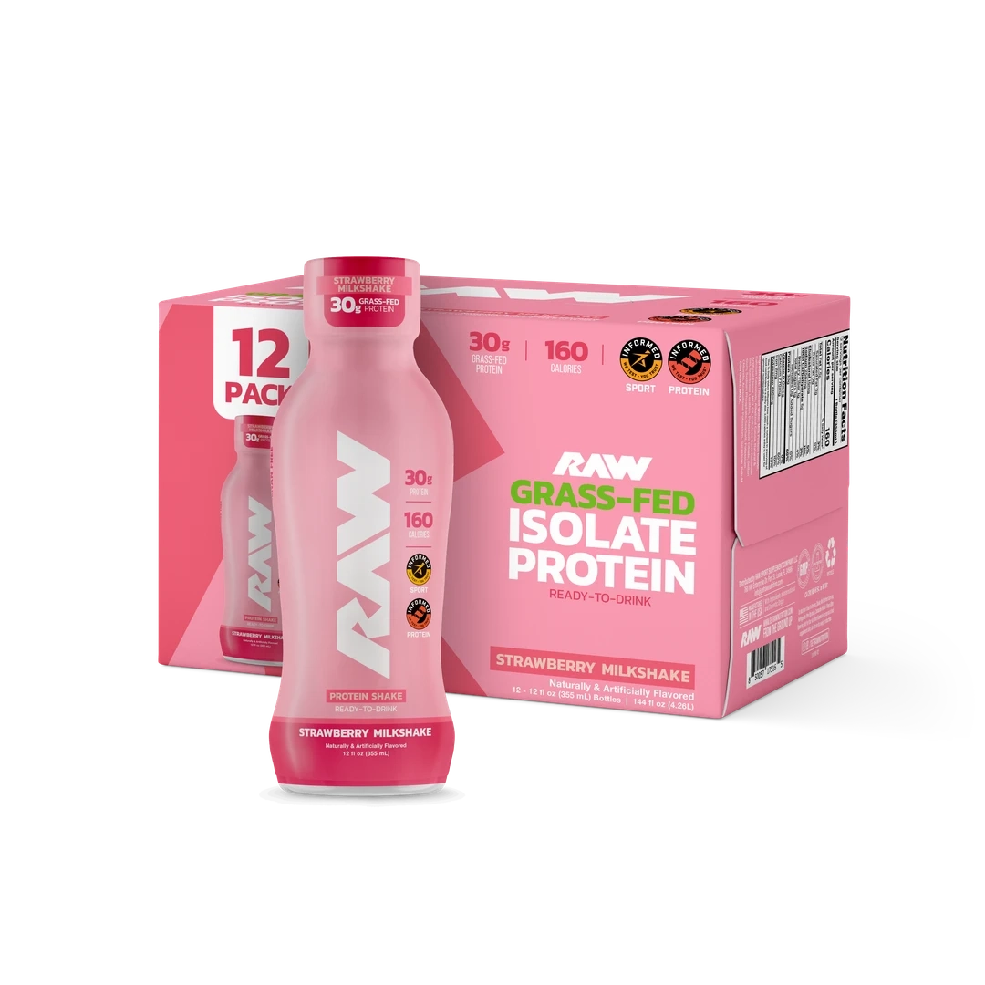 RAW Isolate Protein Drink Strawberry Milkshake 12 oz - frontal