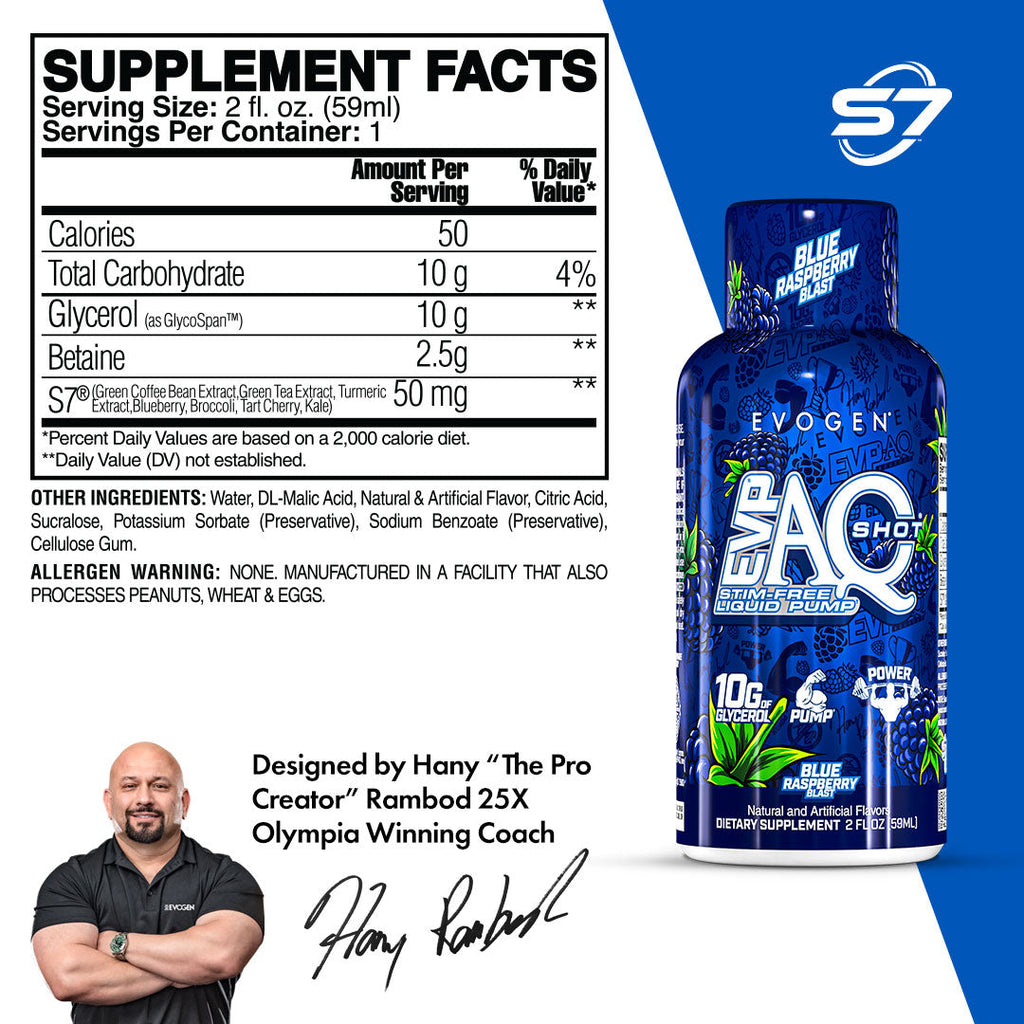 Evogen EVP AQ Shot - Supplement Facts