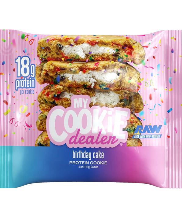 RAW My Cookie Dealer Birthday Cake Protein Cookie