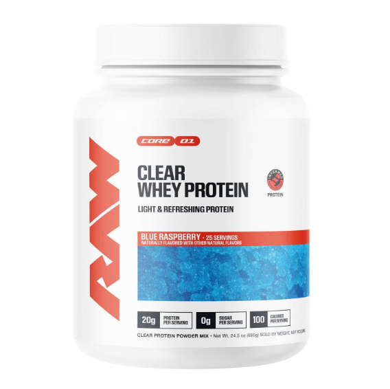 CLEAR WHEY PROTEIN RAW 25 SERV -- Es una proteína de suero aislada diseñada para ofrecer una alternativa ligera y refrescante a los batidos de proteína tradicionales.