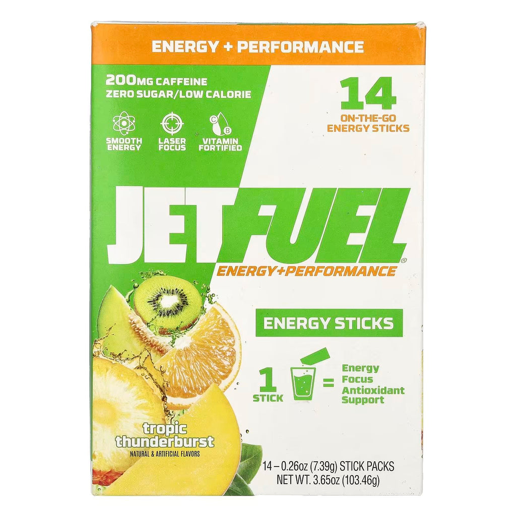 JetFuel Energy Sticks 14/pack - Solución Energética Portátil con Cafeína y Vitaminas B para Enfoque y Resistencia sin Azúcar