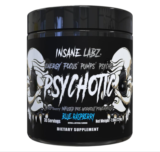 Psychotic Black 35 Servings Insane Labz Suplemento Pre-Entrenamiento con Menos Cafeína para Energía y Fuerza