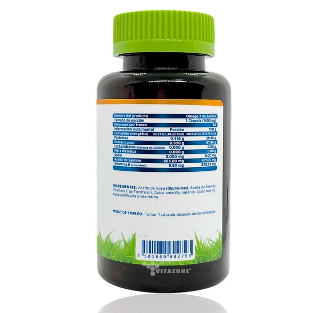 Vidanat Omega 3 de Salmón 60 cápsulas - información posterior