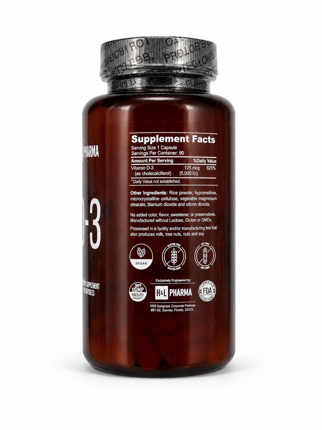 H&L Pharma Vitamina D3 | 5000 IU | 90 Cápsulas