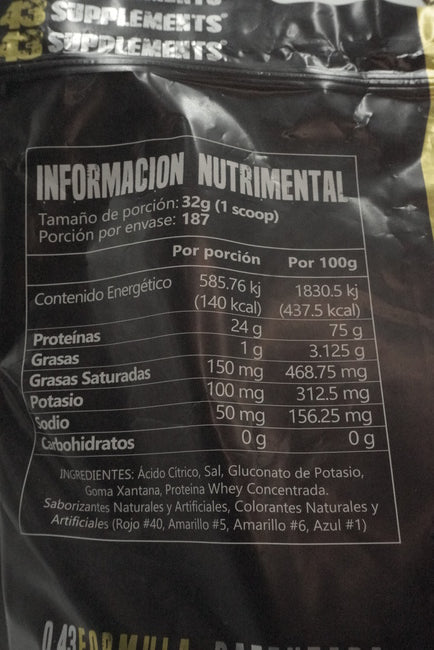 43 Zero Protein Costal 6 kg | 187 Porciones