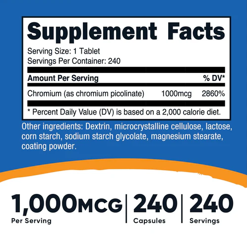 Nutricost Chromium Picolinate | 1000 mcg | 240 Cápsulas