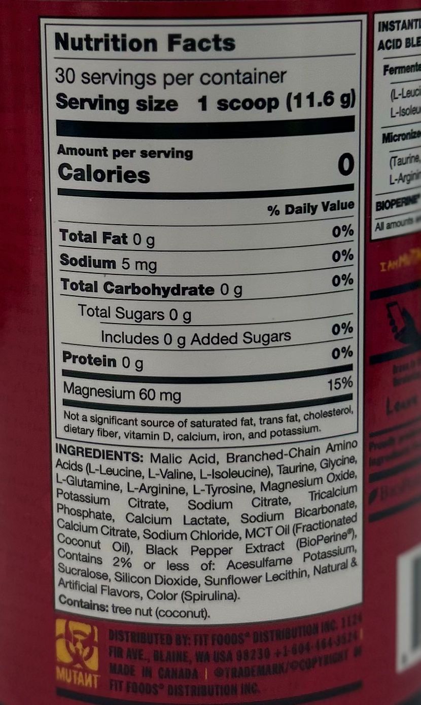 Mutant Hardcore BCAA | 30 Servicios