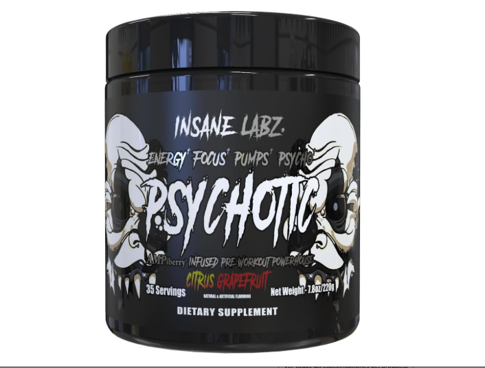 Psychotic Black 35 Servings Insane Labz Suplemento Pre-Entrenamiento con Menos Cafeína para Energía y Fuerza
