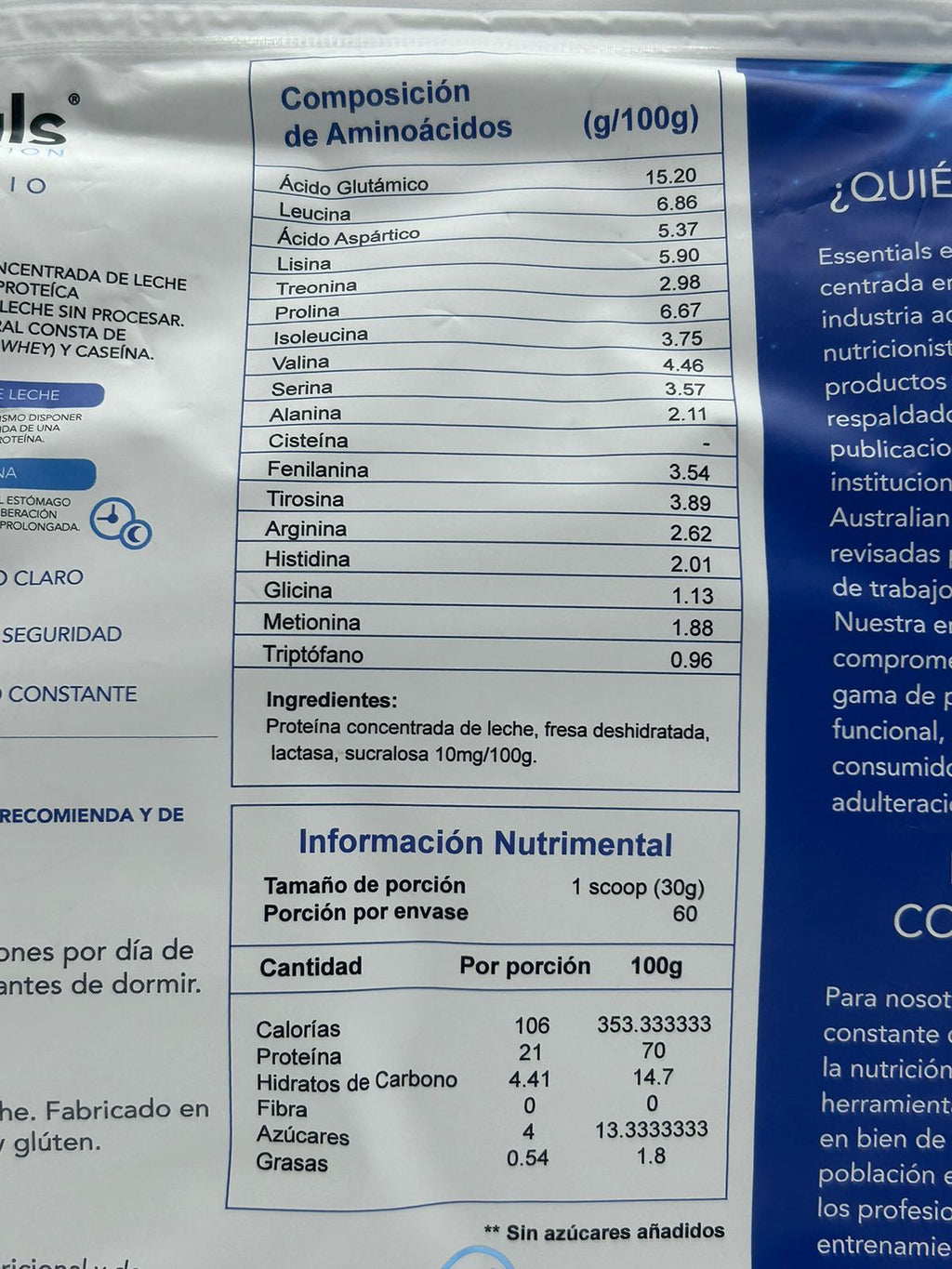 Essentials Whey Protein Concentrate | 4 lb | 60 Servicios