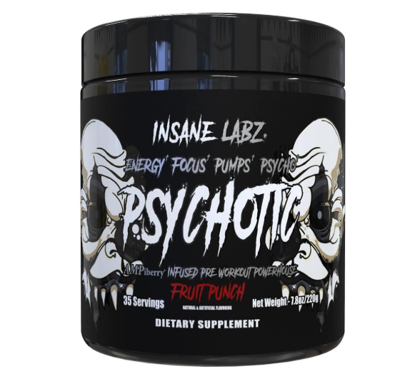 Psychotic Black 35 Servings Insane Labz Suplemento Pre-Entrenamiento con Menos Cafeína para Energía y Fuerza